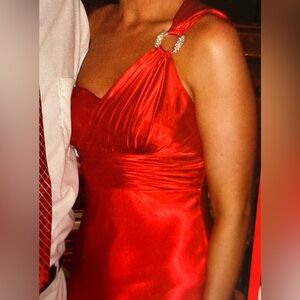 Hailey Logan by Adrianna Papell - long one-shoulder Red dress - size 5/6